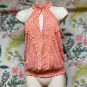 XOXO Peaches and Brie Lace Halter Top